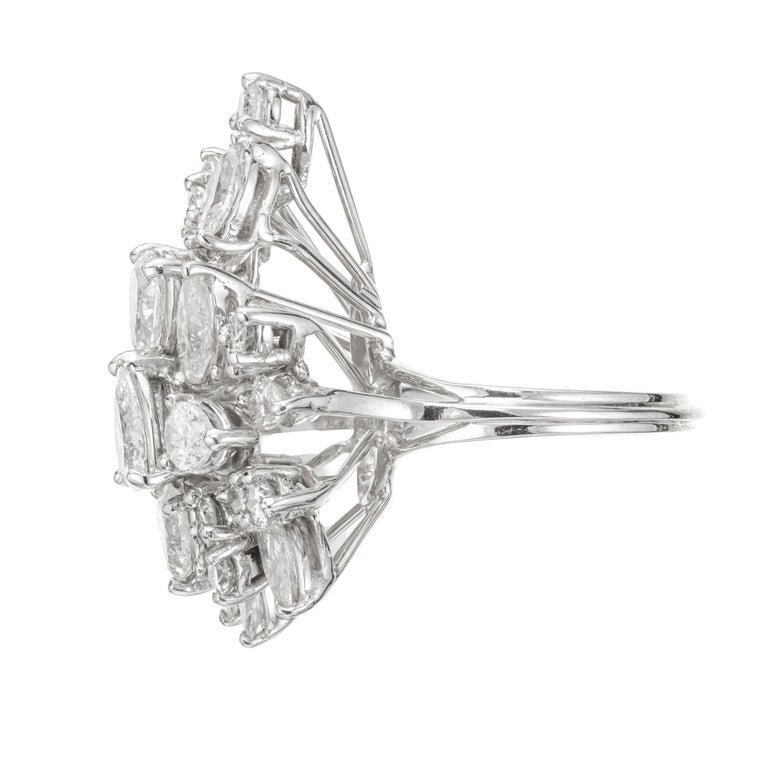 4.40 Carat Diamond Platinum Cluster Cocktail Ring – image 3