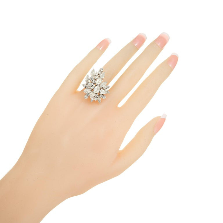 4.40 Carat Diamond Platinum Cluster Cocktail Ring – image 5