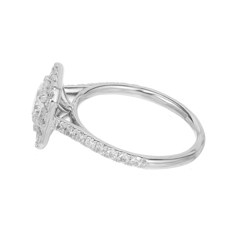 GIA 1.18 Square Brilliant Cut Carat Diamond Halo Platinum Engagement Ring – image 6