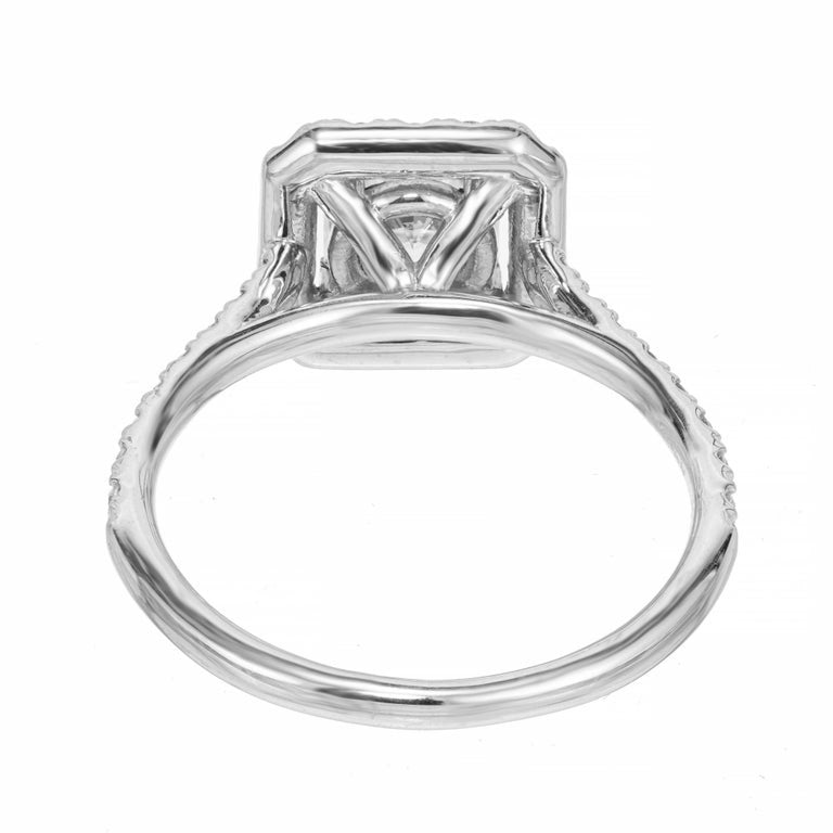 GIA 1.18 Square Brilliant Cut Carat Diamond Halo Platinum Engagement Ring – image 8