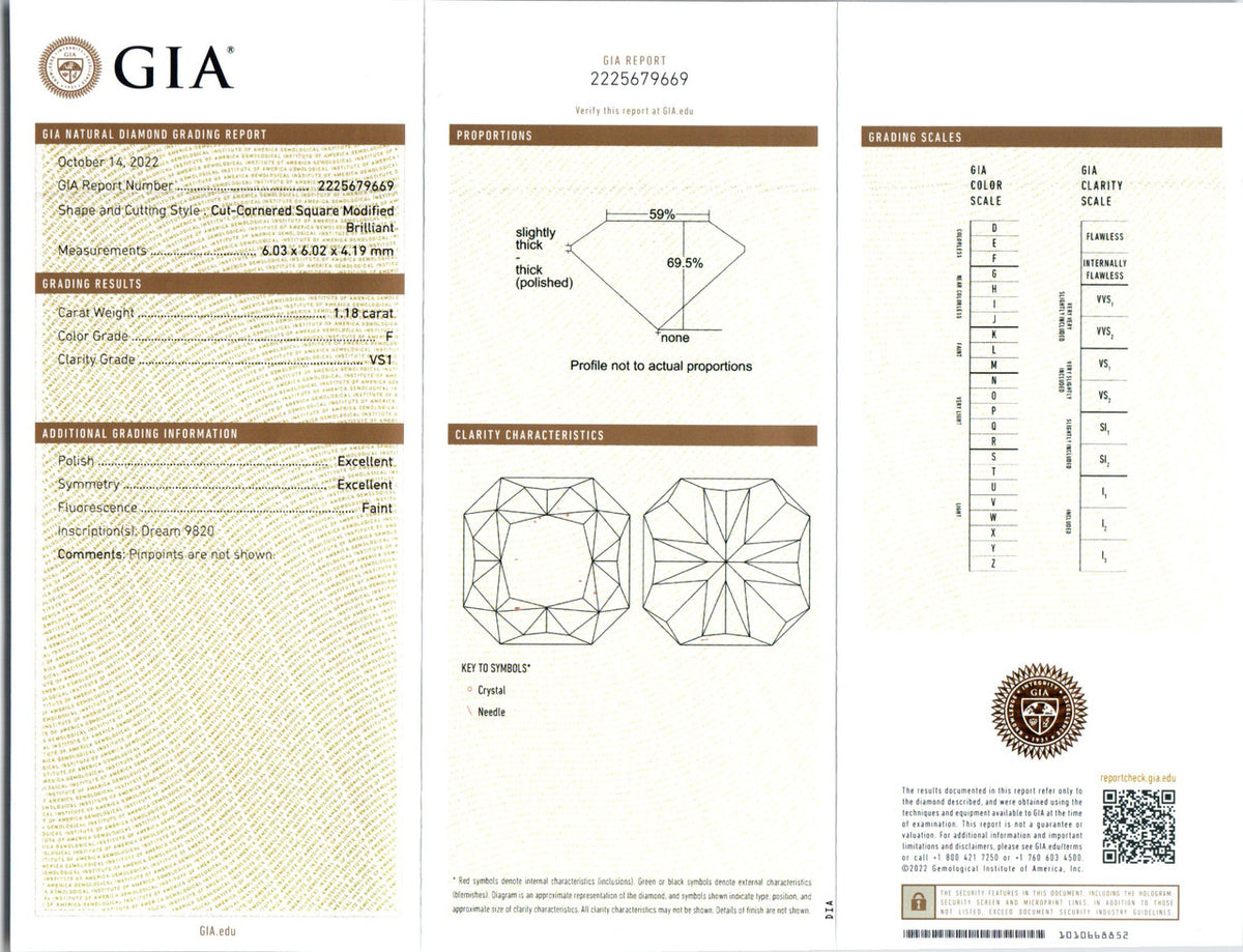 GIA 1.18 Square Brilliant Cut Carat Diamond Halo Platinum Engagement Ring – image 3