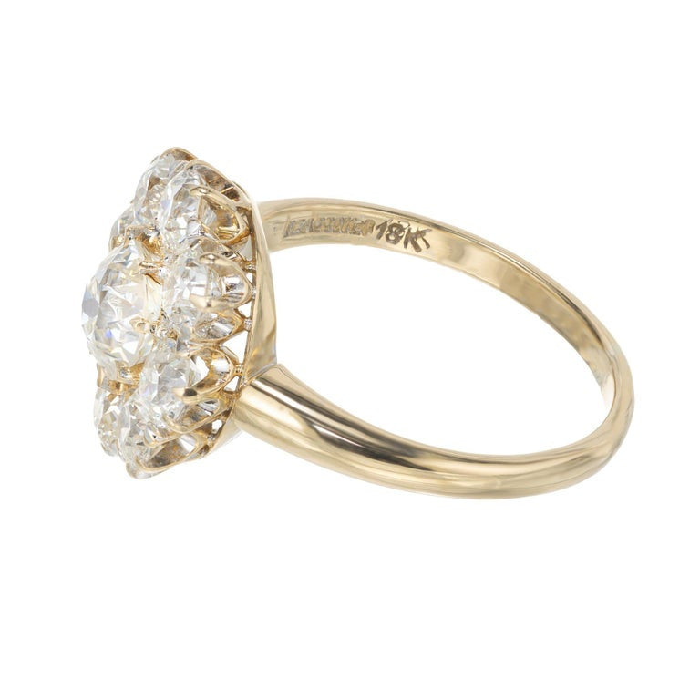 GIA Certified .87 Carat Diamond Halo Yellow Gold Cluster Engagement Ring – image 5