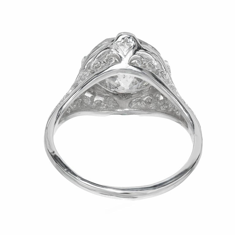 EGL Certified 3.35 Carat Old European Cut Diamond Platinum Engagement Ring – image 5