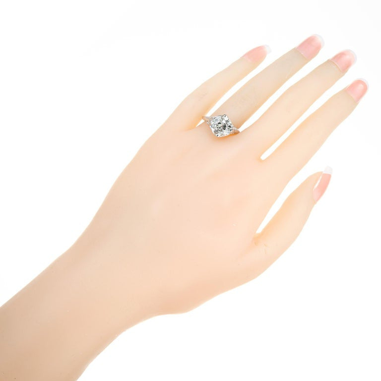EGL Certified 3.35 Carat Old European Cut Diamond Platinum Engagement Ring – image 7