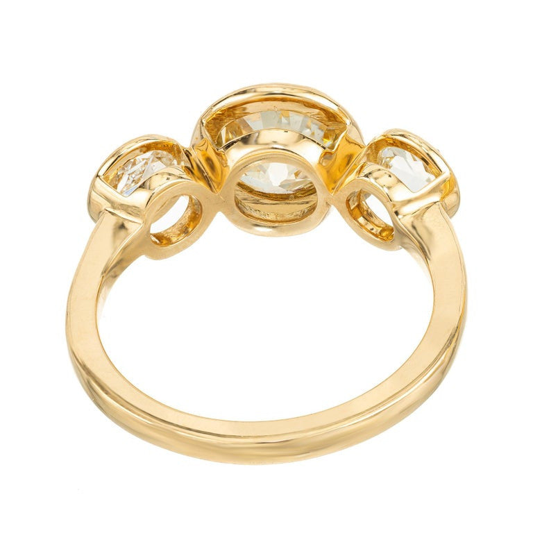 GIA Certified 1.94 Carat Diamond Yellow Gold Three-Stone Engagement Ring – image 5