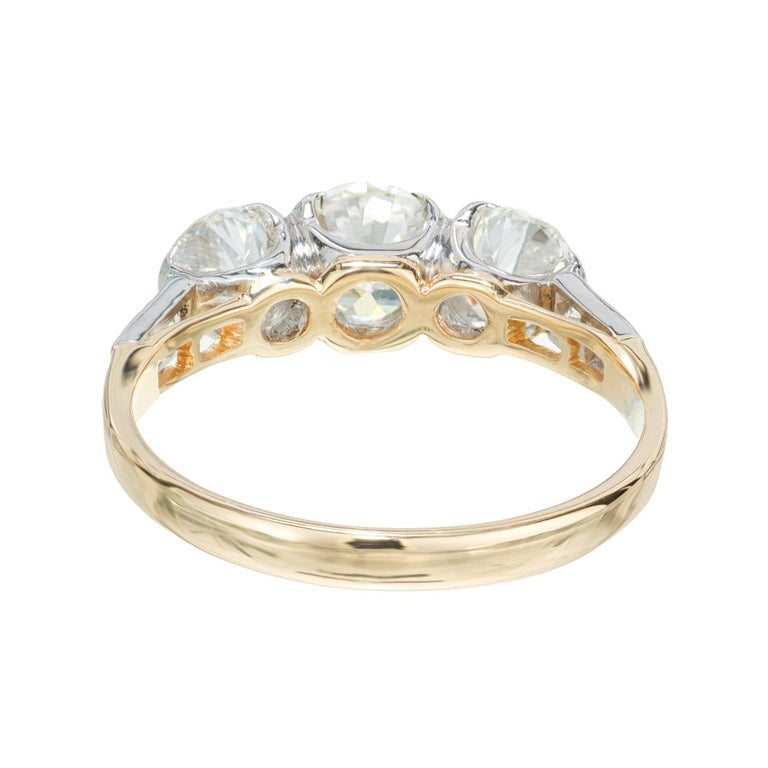EGL Certified .51 Carat Diamond Two Tone Gold Three-Stone Engagement Ring – image 5