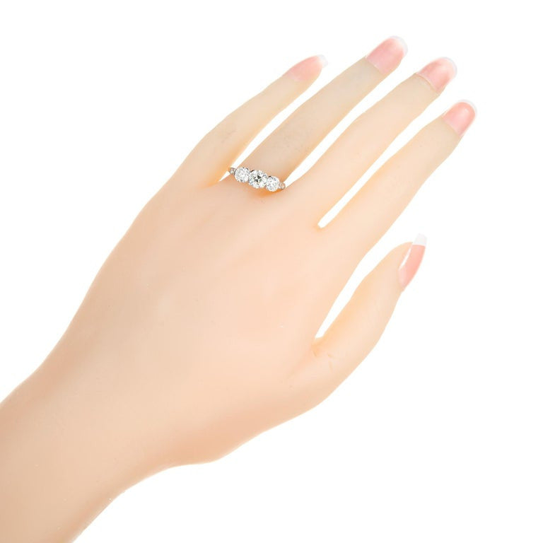 EGL Certified .51 Carat Diamond Two Tone Gold Three-Stone Engagement Ring – image 6