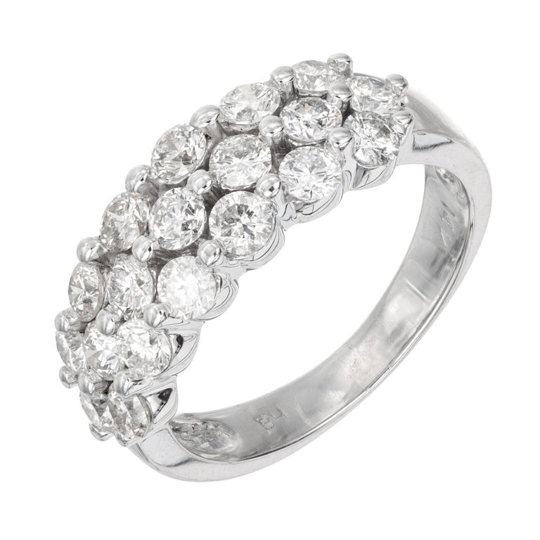 1.40 Carat Diamond White Gold Three Row Band Ring – image 2