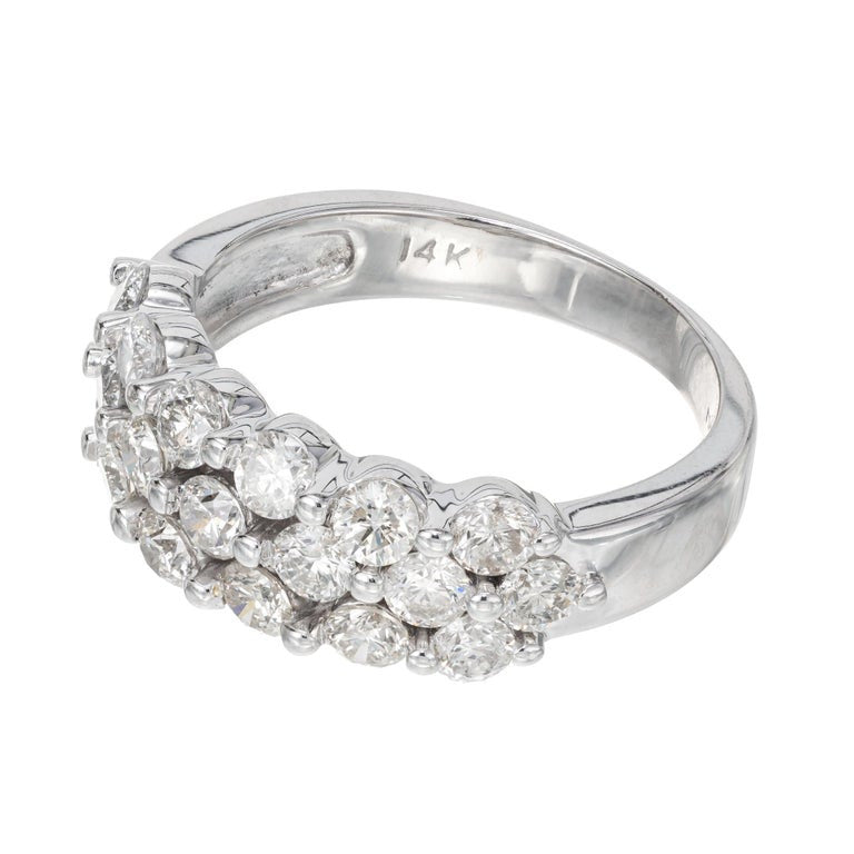 1.40 Carat Diamond White Gold Three Row Band Ring – image 3