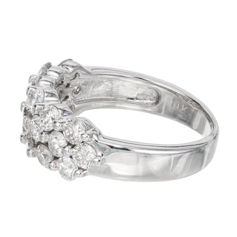 1.40 Carat Diamond White Gold Three Row Band Ring – image 4