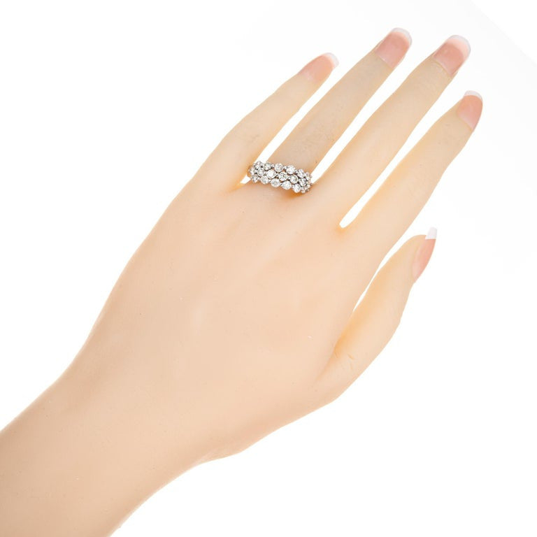 1.40 Carat Diamond White Gold Three Row Band Ring – image 8