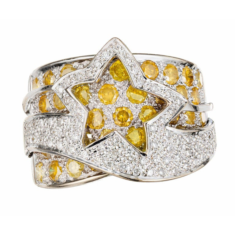 Le Vian 2.00 Carat Yellow Diamond White Gold Star Cocktail Ring – image 2