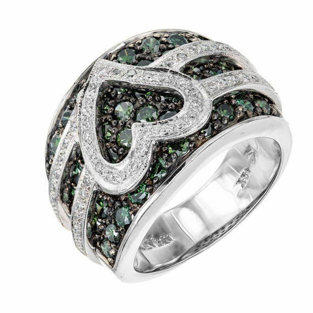 Le Vian 2.50 Blue Green Diamond White Gold Heart Cocktail Ring