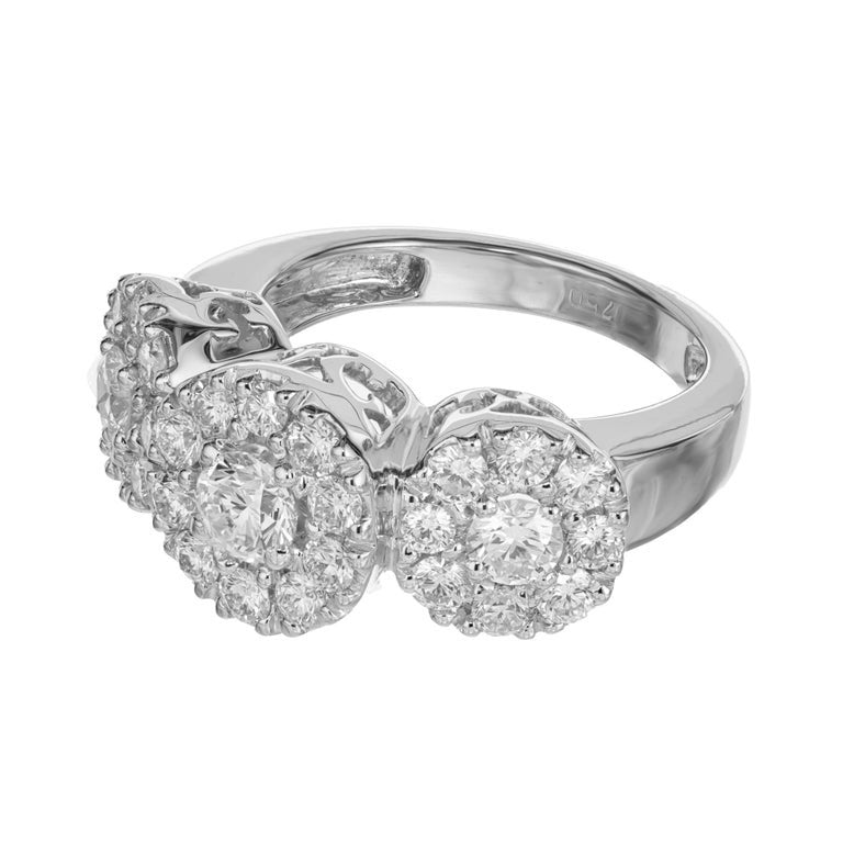 3.00 Carat Diamond White Gold Three Stone Cluster Engagement Ring – image 3