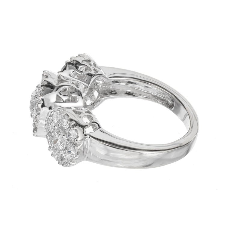 3.00 Carat Diamond White Gold Three Stone Cluster Engagement Ring – image 4