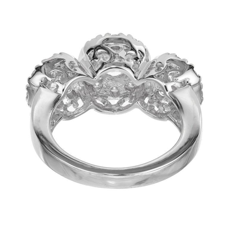 3.00 Carat Diamond White Gold Three Stone Cluster Engagement Ring – image 5