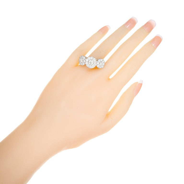 3.00 Carat Diamond White Gold Three Stone Cluster Engagement Ring – image 7