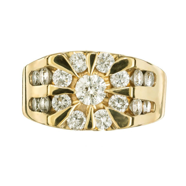 Magic Glo 1.56 Carat Diamond Halo 14k Yellow Gold Men's Ring – image 2