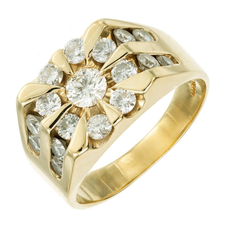 Magic Glo 1.56 Carat Diamond Halo 14k Yellow Gold Men's Ring – image 3