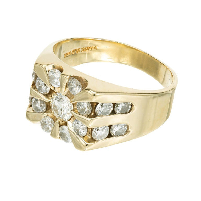 Magic Glo 1.56 Carat Diamond Halo 14k Yellow Gold Men's Ring – image 4