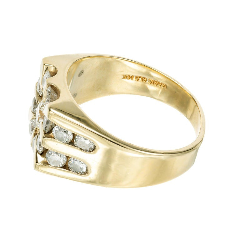Magic Glo 1.56 Carat Diamond Halo 14k Yellow Gold Men's Ring – image 5