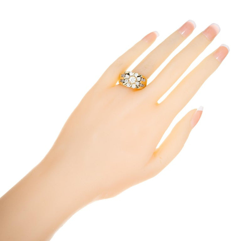 Magic Glo 1.56 Carat Diamond Halo 14k Yellow Gold Men's Ring – image 8