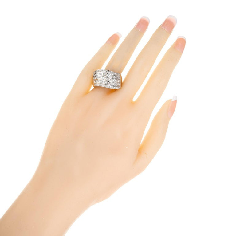 1.50 Carat Diamond White Gold Five Row Wide Swirl Cocktail Ring – image 3