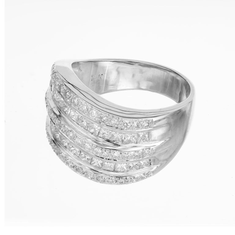 1.50 Carat Diamond White Gold Five Row Wide Swirl Cocktail Ring – image 2