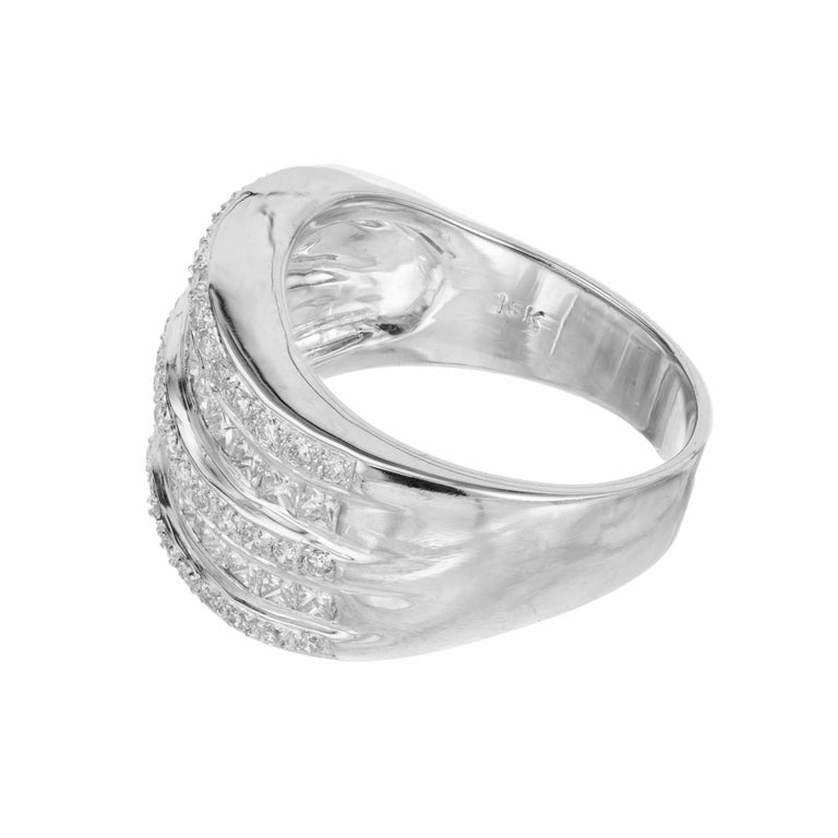 1.50 Carat Diamond White Gold Five Row Wide Swirl Cocktail Ring – image 4