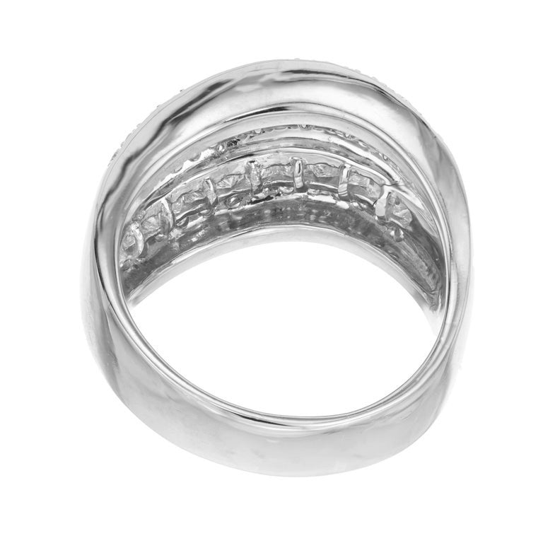 1.50 Carat Diamond White Gold Five Row Wide Swirl Cocktail Ring – image 6
