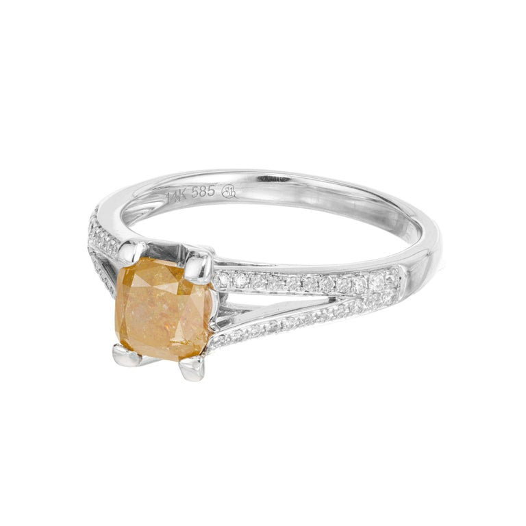 GIA Certified 1.17 Carat Yellow Square Diamond White Gold Engagement Ring – image 2