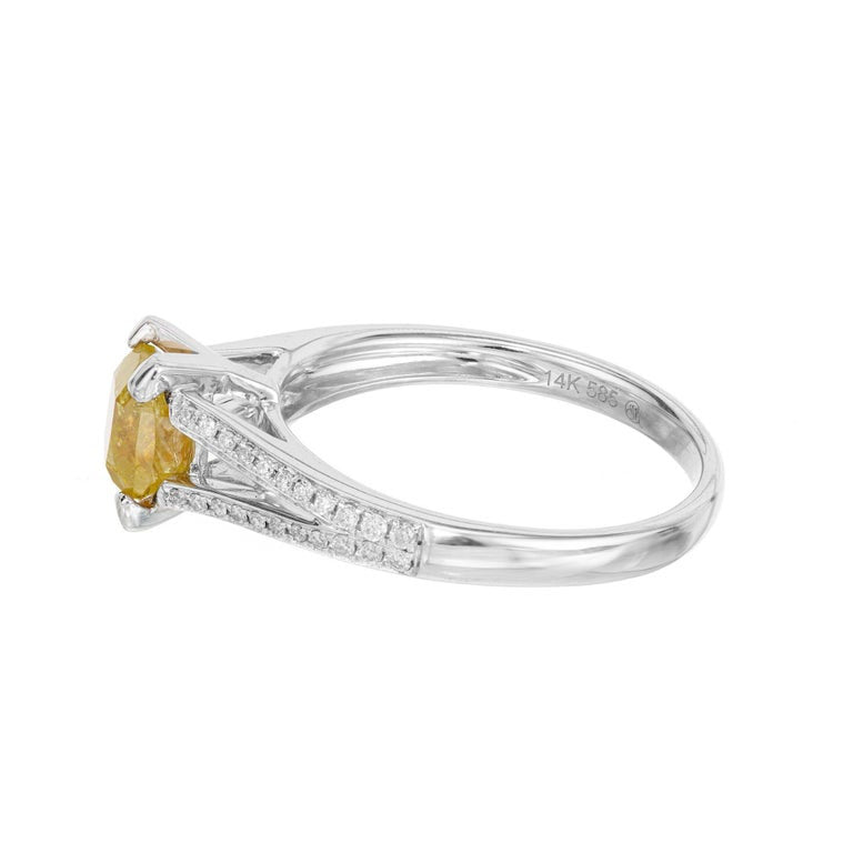 GIA Certified 1.17 Carat Yellow Square Diamond White Gold Engagement Ring – image 4
