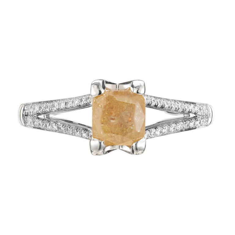 GIA Certified 1.17 Carat Yellow Square Diamond White Gold Engagement Ring – image 7