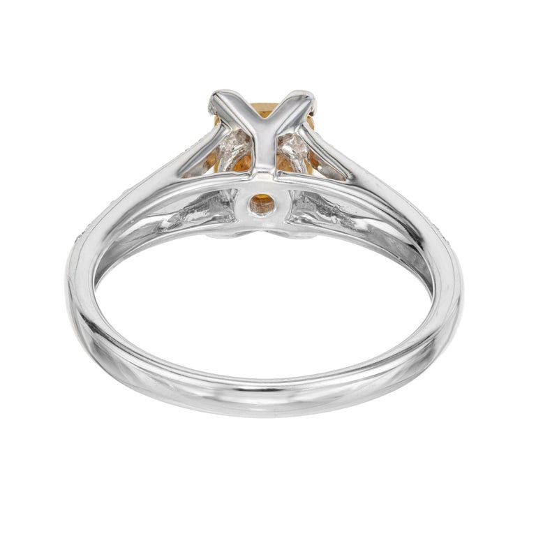 GIA Certified 1.17 Carat Yellow Square Diamond White Gold Engagement Ring – image 8