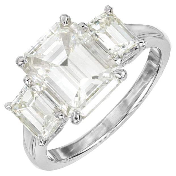 Peter Suchy GIA 3.00 Carat Emerald Diamond Platinum Three-Stone Engagement Ring