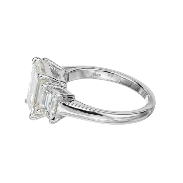 Peter Suchy GIA 3.00 Carat Emerald Diamond Platinum Three-Stone Engagement Ring – image 7