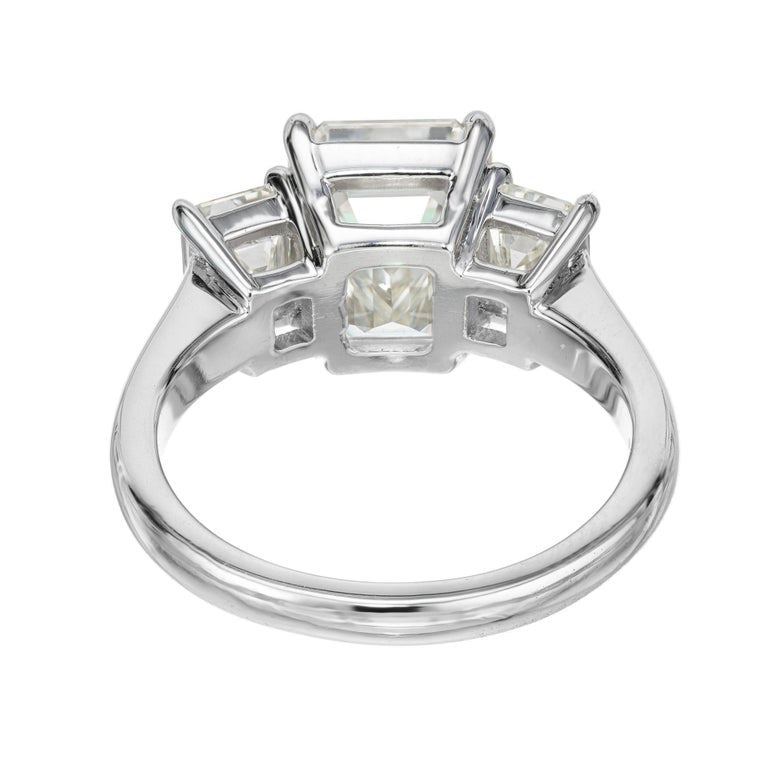 Peter Suchy GIA 3.00 Carat Emerald Diamond Platinum Three-Stone Engagement Ring – image 8