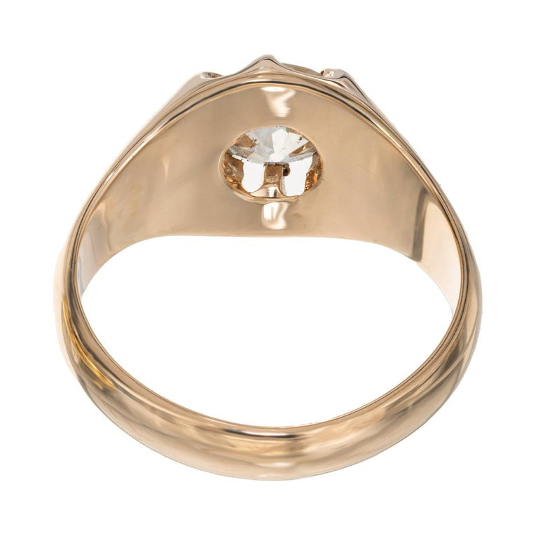 EGL Certified 1.65 Carat Old European Diamond Art Deco Rose Gold Men's Ring – image 6