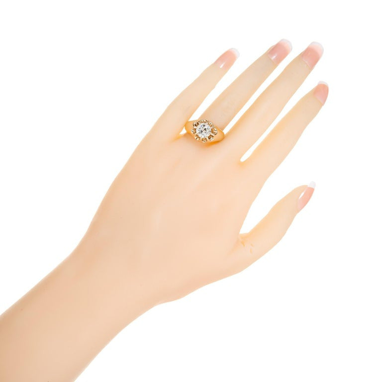 EGL Certified 1.65 Carat Old European Diamond Art Deco Rose Gold Men's Ring – image 8