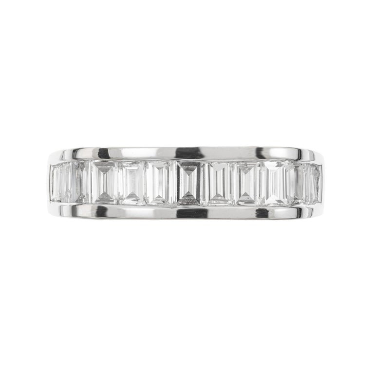 .83 Carat Straight Baguette Diamond White Gold Wave Wedding Band Ring – image 2