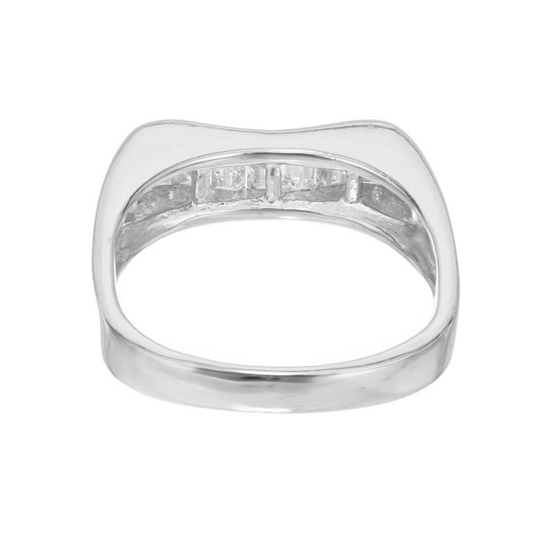 .83 Carat Straight Baguette Diamond White Gold Wave Wedding Band Ring – image 5