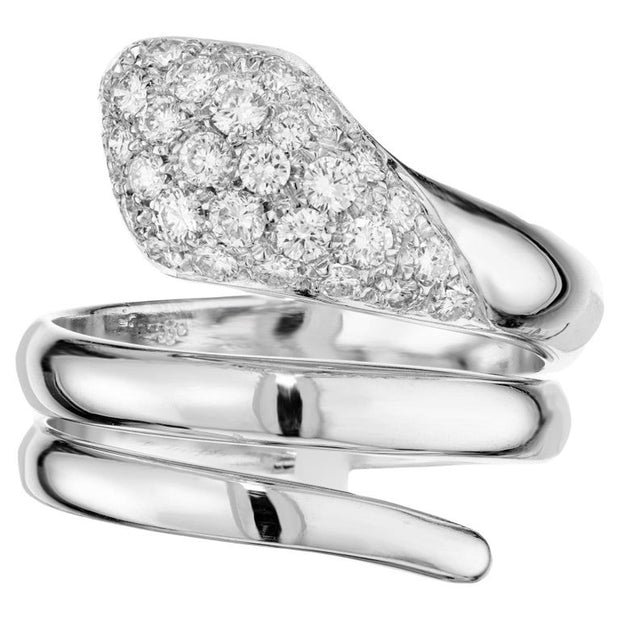 .50 Carat Pave Diamond White Gold Wrap Snake Ring