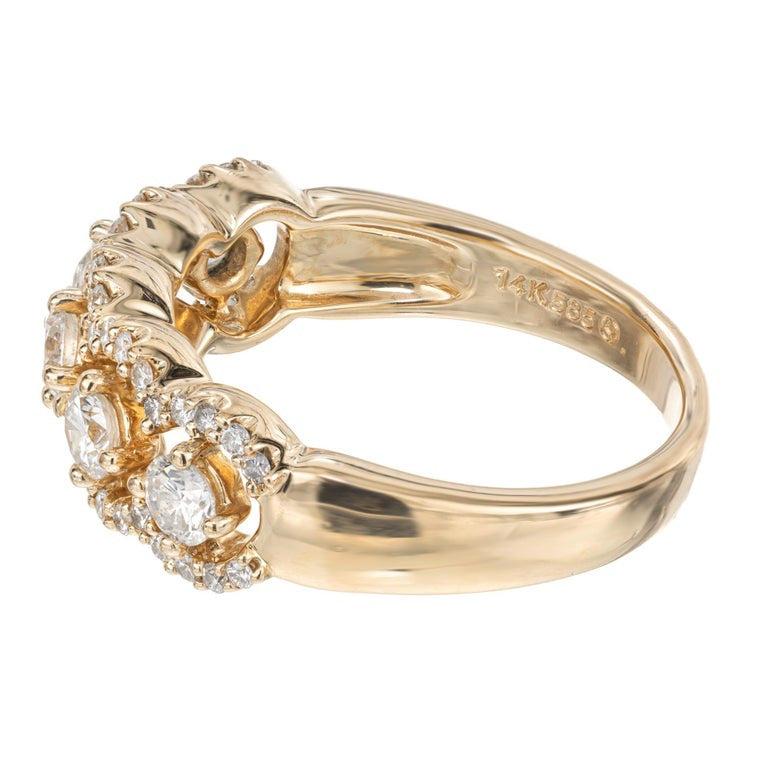 1.02 Carat Diamond Halo Yellow Gold Scroll Band Ring – image 4