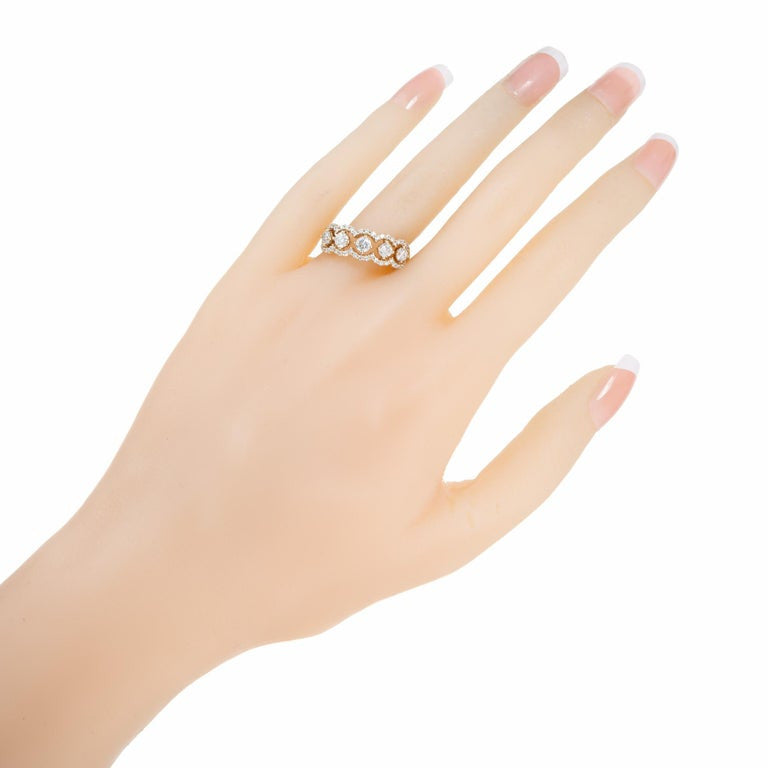 1.02 Carat Diamond Halo Yellow Gold Scroll Band Ring – image 7