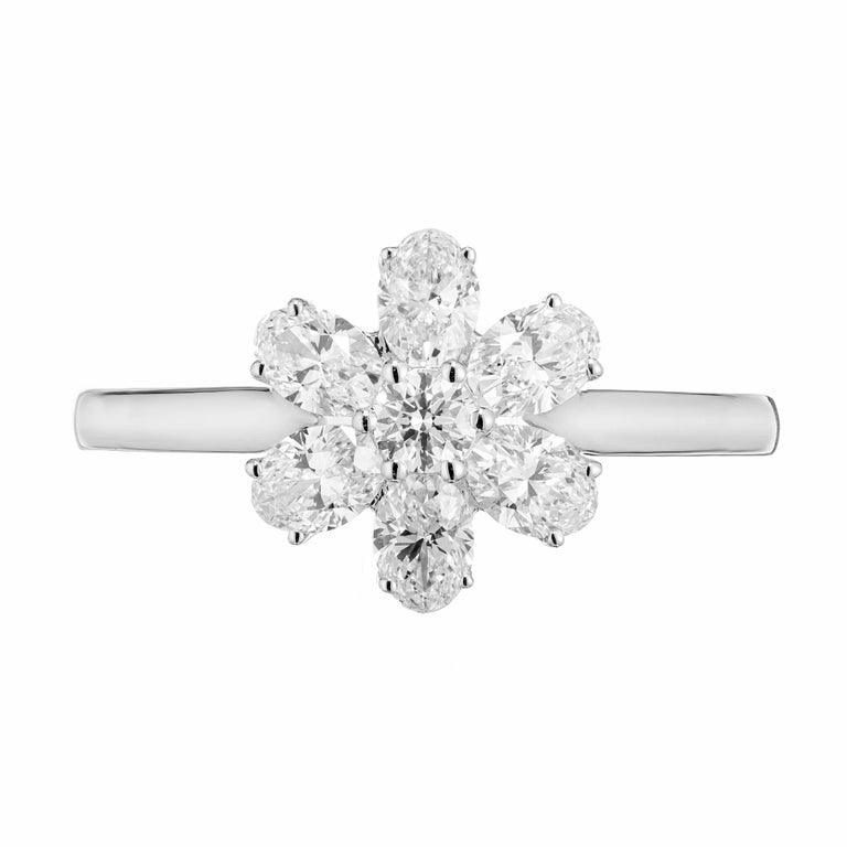 Peter Suchy 1.00 Carat Oval Diamond White Gold Flower Ring – image 2