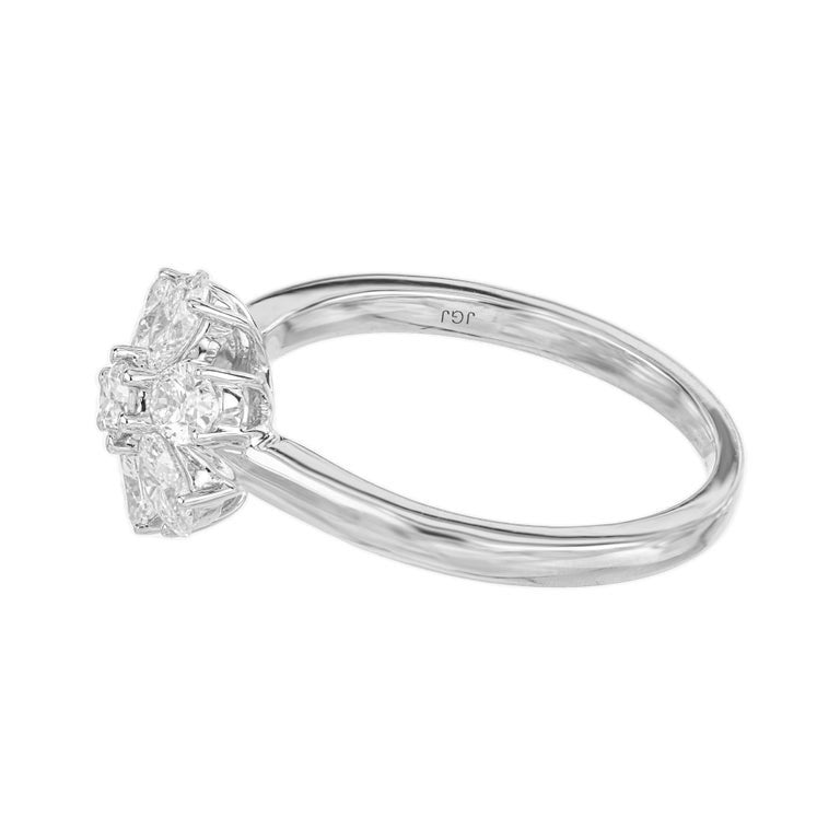 Peter Suchy 1.00 Carat Oval Diamond White Gold Flower Ring – image 4