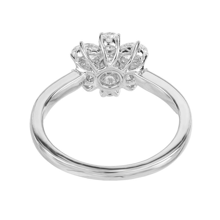 Peter Suchy 1.00 Carat Oval Diamond White Gold Flower Ring – image 5