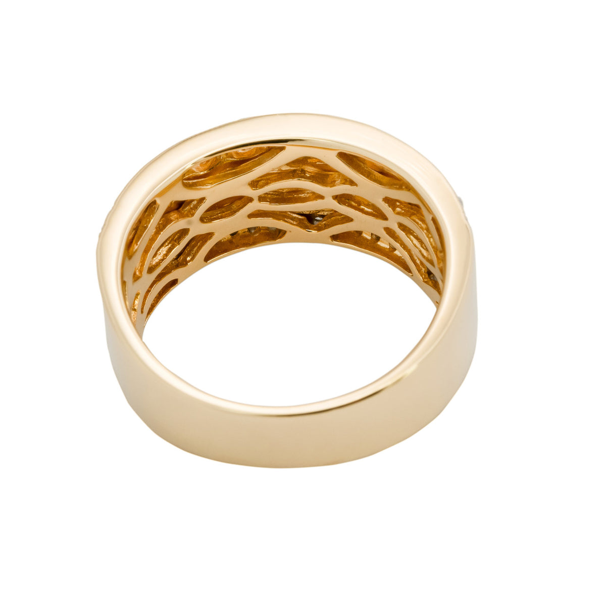 .50 Carat Diamond Yellow Gold Three Row Band Ring – image 4