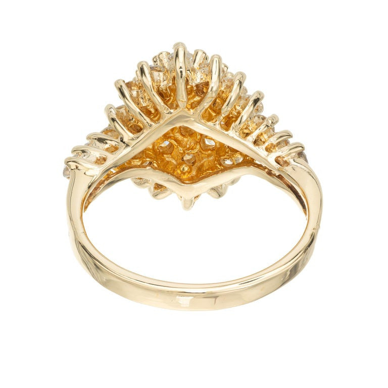 1.25 Carat Round Diamond Yellow Gold Dome Cluster Ring – image 5