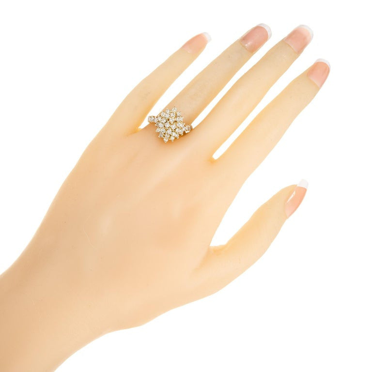 1.25 Carat Round Diamond Yellow Gold Dome Cluster Ring – image 6